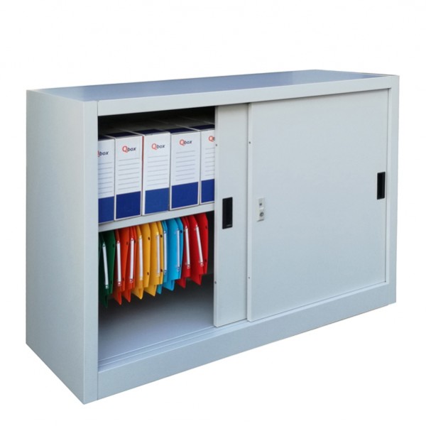 Armadio basso in metallo ad ante scorrevoli - 1 vano e 1 ripiano regolabile - 120x45x90 cm - grigio - Bertesi Armadio basso in metallo ad ante scorrevoli - 1 vano e 1 ripiano regolabile - 120x45x90 cm - grigio - Bertesi