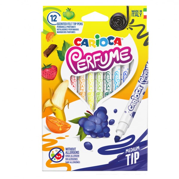 Pennarelli Perfume - punta 4,0 mm - colori assortiti - Carioca - astuccio 12 pezzi Pennarelli Perfume - punta 4,0 mm - colori assortiti - Carioca - astuccio 12 pezzi