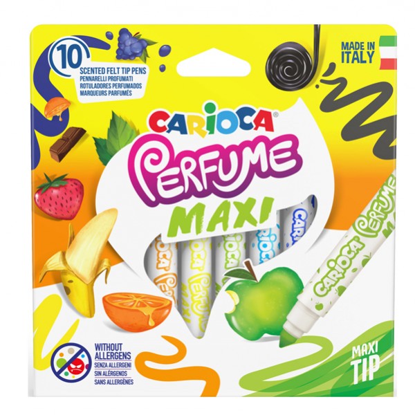 Pennarelli Perfume Maxi - punta 7,0mm - colori assortiti - Carioca - astuccio 10 pezzi Pennarelli Perfume Maxi - punta 7,0mm - colori assortiti - Carioca - astuccio 10 pezzi