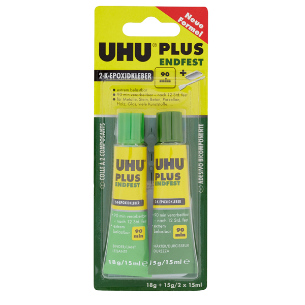 Colla bicomponente Plus 90 min - 30 ml (2x15ml) - trasparente - UHU Colla bicomponente Plus 90 min - 30 ml (2x15ml) - trasparente - UHU
