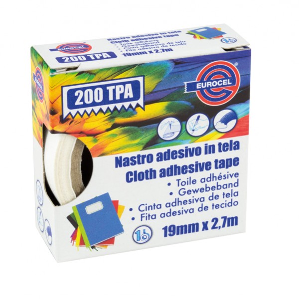 Nastro adesivo telato TPA 200 - 19 mm x 2,7 m - tela plastificata - rosso - Eurocel Nastro adesivo telato TPA 200 - 19 mm x 2,7 m - tela plastificata - rosso - Eurocel