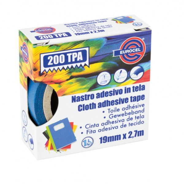 Nastro adesivo telato TPA 200 - 19 mm x 2,7 m - tela plastificata - blu - Eurocel Nastro adesivo telato TPA 200 - 19 mm x 2,7 m - tela plastificata - blu - Eurocel