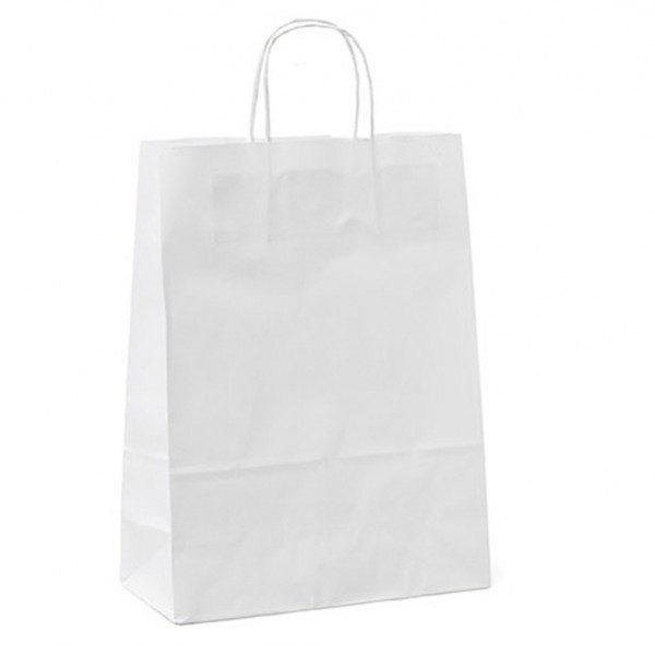 Shopper - maniglie cordino - 22 x 10 x 29 cm - carta kraft - bianco - Mainetti Bags - conf. 25 pezzi Shopper - maniglie cordino - 22 x 10 x 29 cm - carta kraft - bianco - Mainetti Bags - conf. 25 pezzi