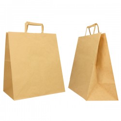 Shopper Flat Large - maniglie piattina - 28 x 17 x 32 cm - carta kraft - avana - Mainetti Bags - conf. 250 pezzi