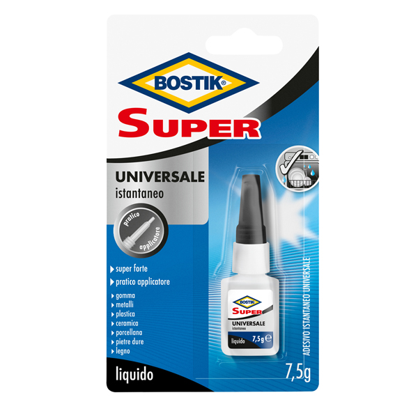 Colla istantanea universale Super - 7,5 gr - trasparente - Bostik Colla istantanea universale Super - 7,5 gr - trasparente - Bostik