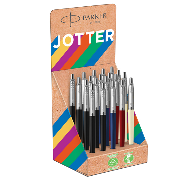 Penna sfera Jotter Original Plastic - tratto M - colori fusto assortiti - Parker - expo 20 pezzi Penna sfera Jotter Original Plastic - tratto M - colori fusto assortiti - Parker - expo 20 pezzi