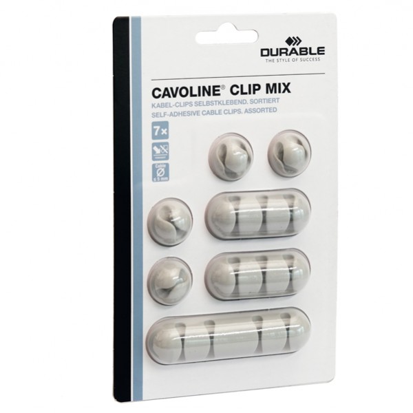 Mix Clip Cavoline fermacavi - adesivi - grigio - Durable - conf. 7 pezzi Mix Clip Cavoline fermacavi - adesivi - grigio - Durable - conf. 7 pezzi
