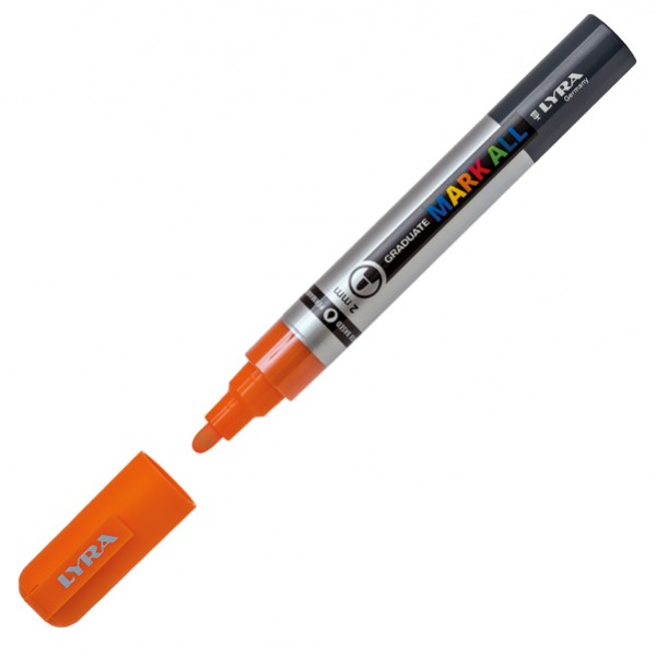 Marcatore a base d'acqua Graduate Mark All - punta tonda 2mm - arancione - Lyra Marcatore a base d'acqua Graduate Mark All - punta tonda 2mm - arancione - Lyra