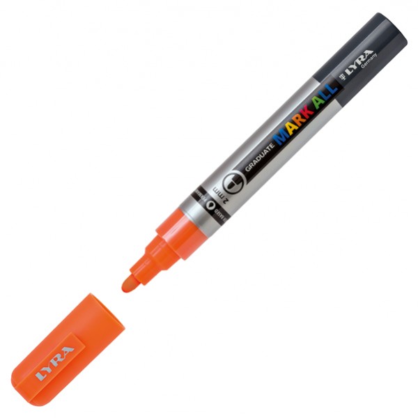 Marcatore a base d'acqua Graduate Mark All - punta tonda 2mm - arancione fluo - Lyra Marcatore a base d'acqua Graduate Mark All - punta tonda 2mm - arancione fluo - Lyra