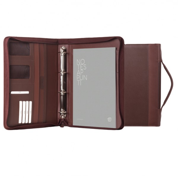 Portablocco Office - con manico - ecopelle - con zip - 28x36 cm - marrone - In Tempo Portablocco Office - con manico - ecopelle - con zip - 28x36 cm - marrone - In Tempo