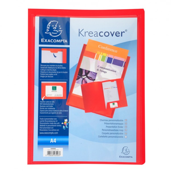 Cartella di presentazione con 2 alette Kreacover - A4 - PP - rosso - Exacompta Cartella di presentazione con 2 alette Kreacover - A4 - PP - rosso - Exacompta