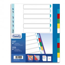 Divisori Neutri a 12  tacche - PP - A4 maxi - colori assortiti - Favorit