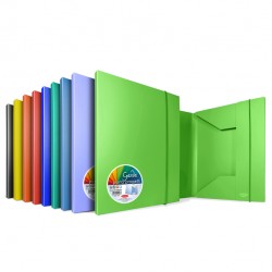 Cartella 3 lembi con elastico Garda - 25,7 x 34,5 cm - dorso 2 cm - PP - colori assortiti - Plastibor
