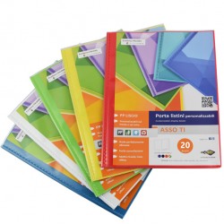 Portalistini Asso TI - personalizzabile - PP liscio - 22 x 30 cm - 20 buste - colori assortiti - Sei Rota