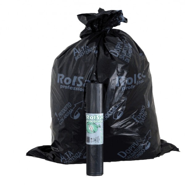 Sacchi - 72 x 110 cm - 110 L - 47 micron - MDPE/HDPE - nero - Rolsac - conf. 10 pezzi