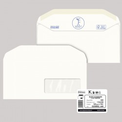Busta Kami Gommata - con finestra - 11 x 23 cm - 100 gr - carta riciclata FSC - bianco - Pigna Envelopes - conf. 500 pezzi