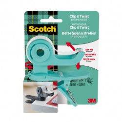 Dispenser Clip & Twist - per nastri 33 m - rotolo da 1,9 cm x 9,8 m incluso - grigio - Scotch