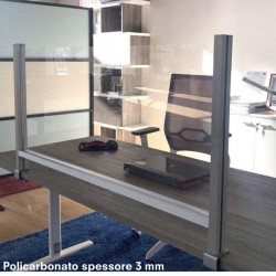 Schermo protettivo - da scrivania - con morsetto in alluminio - 60 x 102 cm - Studio T