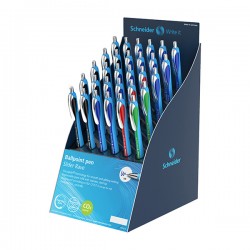 Penna sfera Slider Rave - colori assortiti (blu/nero/rosso/verde - Schneider - expo 30 pezzi