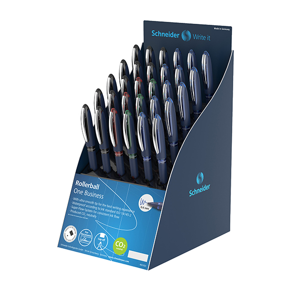 Penna roller One Business - colori assortiti - Schneider - expo 30 pezzi Penna roller One Business - colori assortiti - Schneider - expo 30 pezzi