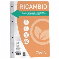 Ricambi forati riforzati ecologico - A4 - 5mm c/margine - 100gr -Favini - conf. 40 pezzi