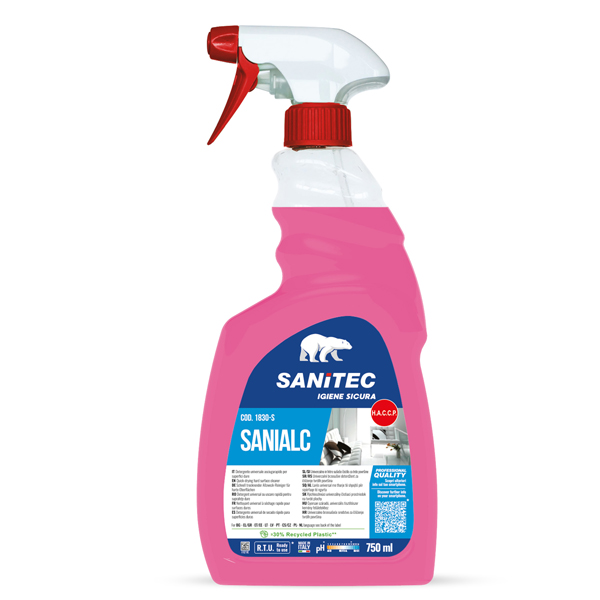 Detergente multisuperficie Sanialc - trigger 750 ml - alcolico - Sanitec Detergente multisuperficie Sanialc - trigger 750 ml - alcolico - Sanitec
