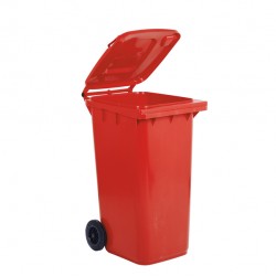Bidone carrellato per raccolta differenziata - 240 L - rosso - Mobil Plastic