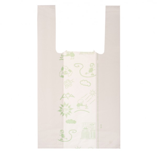 Shoppers Mini - 22 x 40 cm - mater-bi - bianco - scatola 500 pezzi