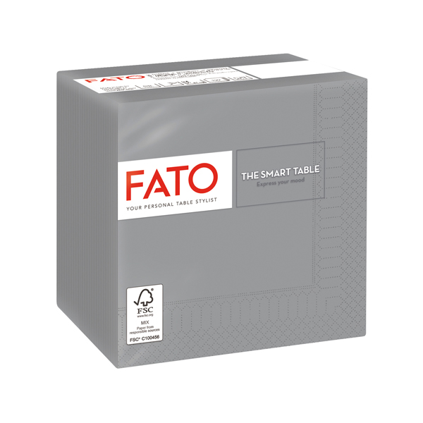 Tovagliolo - carta - 24 x 24 cm - 2 veli - grigio - Fato - conf. 100 pezzi Tovagliolo - carta - 24 x 24 cm - 2 veli - grigio - Fato - conf. 100 pezzi