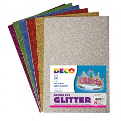Gomma Crepp Glitter - 20x30 cm - colori assortiti - DECO - busta 10 fogli