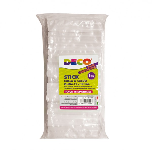 Colla stick a bassa temperatura - 10 cm x diam. 11 mm - Deco - conf. 1 kg Colla stick a bassa temperatura - 10 cm x diam. 11 mm - Deco - conf. 1 kg