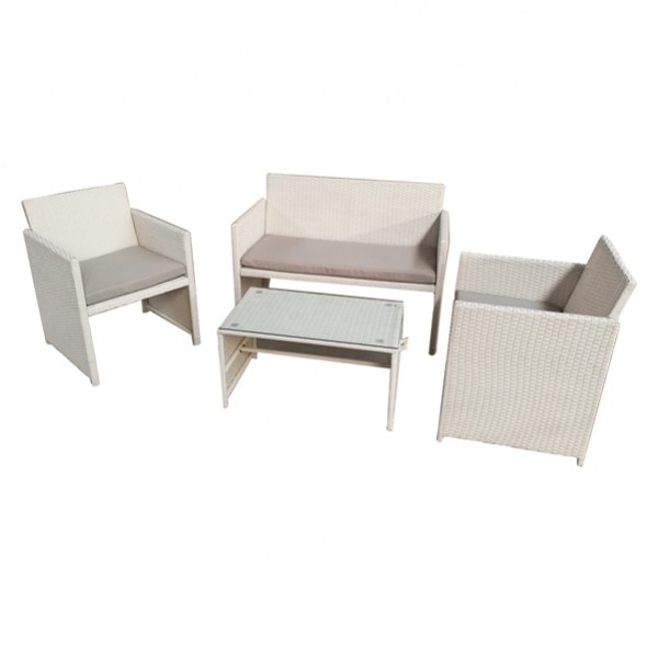 Salotto Valencia - bianco/grigio - Garden Friend - set 4 elementi Salotto Valencia - bianco/grigio - Garden Friend - set 4 elementi
