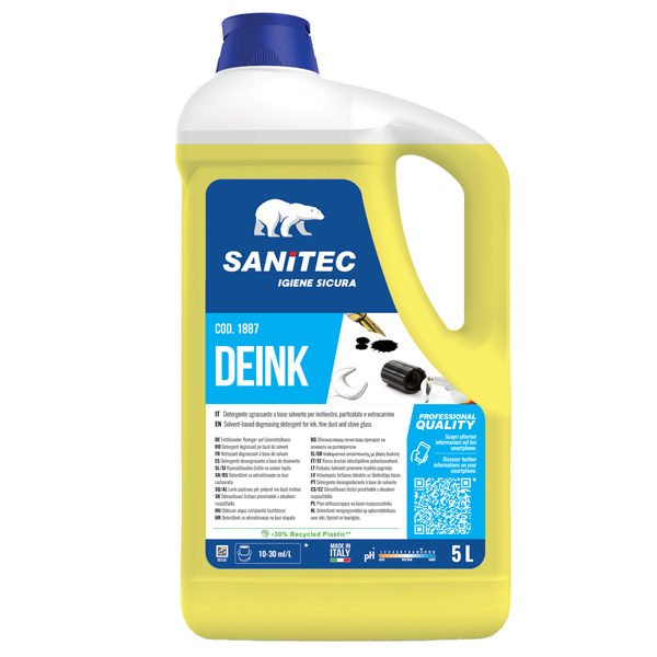 Detergente sgrassante Deink - 5 L - non profumato - Sanitec Detergente sgrassante Deink - 5 L - non profumato - Sanitec