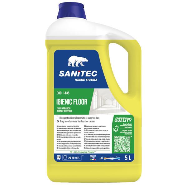 Detergente pavimento Igienic Floor - 5 L - fiori d'arancio - Sanitec Detergente pavimento Igienic Floor - 5 L - fiori d'arancio - Sanitec