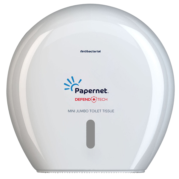 Dispenser antibatterico Defend Tech - per carta igienica Mini Jumbo - Papernet Dispenser antibatterico Defend Tech - per carta igienica Mini Jumbo - Papernet
