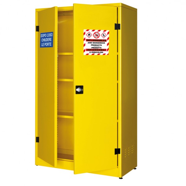 Armadio di sicurezza per liquidi infiammabili - 107,5 x 50 x 185 cm - giallo - Carvel Armadio di sicurezza per liquidi infiammabili - 107,5 x 50 x 185 cm - giallo - Carvel