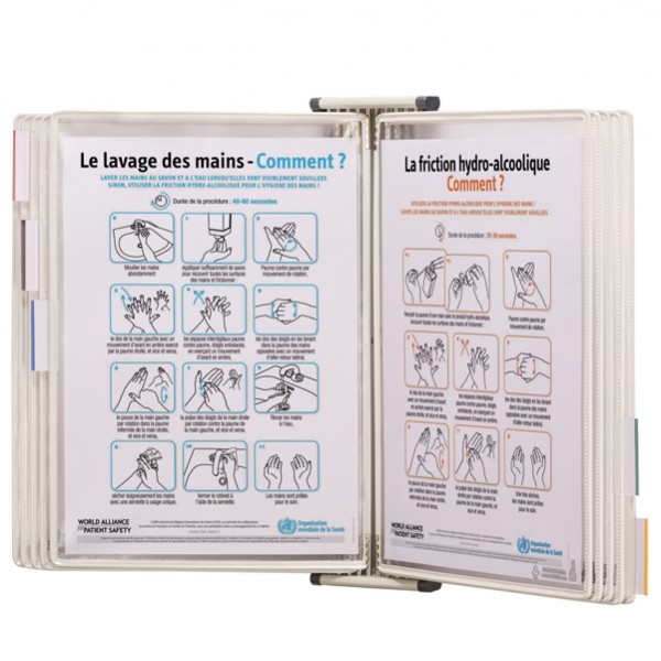 Leggio antibatterico - da muro - 10 buste - A4 - bianco - Djois Leggio antibatterico - da muro - 10 buste - A4 - bianco - Djois