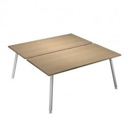 Scrivania Skinny Metal a 2 postazioni contrapp. - 120 x 166 cm - bianco / rovere