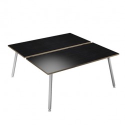 Scrivania Skinny Metal a 2 postazioni contrapp. - 120 x 166 cm - bianco / nero venato