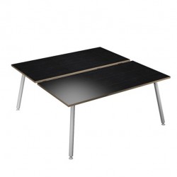 Scrivania Skinny Metal a 2 postazioni contrapp. - 140 x 166 cm - bianco / nero venato