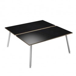 Scrivania Skinny Metal a 2 postazioni contrapp. - 160 x 166 cm - bianco / nero venato