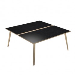 Scrivania Woody a 2 postazioni contrap. - 120 x 166 cm - rovere / nero venato
