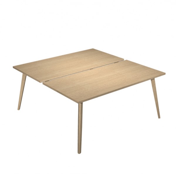 Scrivania Woody a 2 postazioni contrap. - 140 x 166 cm - rovere