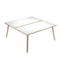 Scrivania Woody a 2 postazioni contrap. - 140 x 166 cm - rovere / bianco
