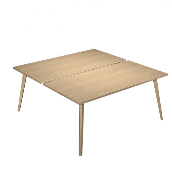 Scrivania Woody a 2 postazioni contrap. - 180 x 166 cm - rovere