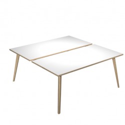 Scrivania Woody a 2 postazioni contrap. - 180 x 166 cm - rovere / bianco