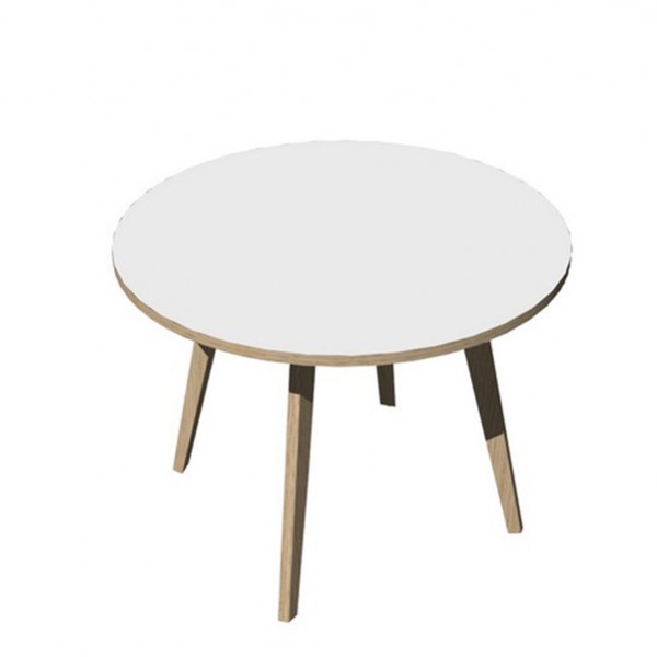 Tavolo riunione tondo Woody - diametro 100 cm - rovere / bianco Tavolo riunione tondo Woody - diametro 100 cm - rovere / bianco
