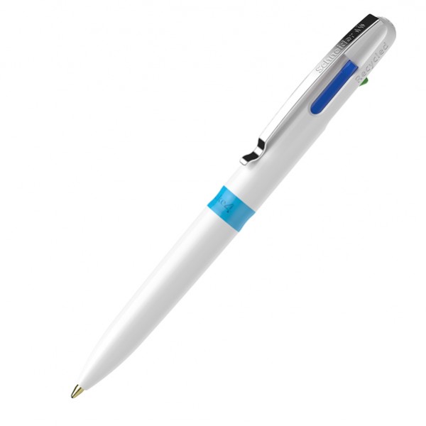 Penna a sfera Take 4 - punta media - 4 colori - fusto bianco - Schneider Penna a sfera Take 4 - punta media - 4 colori - fusto bianco - Schneider
