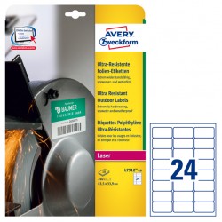 Etichette adesive - in PE - laser - permanenti - 63,5 x 33,9 mm - 24 et/fg - 10 fogli - bianco - Avery