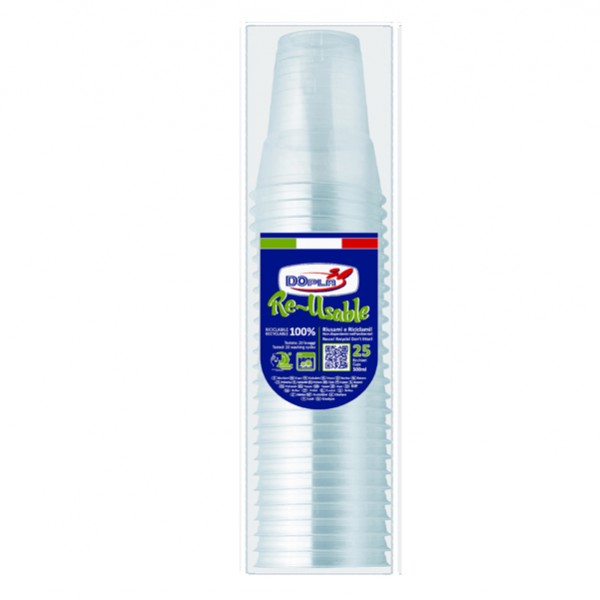 Bicchieri Diamant - riutilizzabili - polistirene - 300 ml - Dopla - conf. 25 pezzi Bicchieri Diamant - riutilizzabili - polistirene - 300 ml - Dopla - conf. 25 pezzi